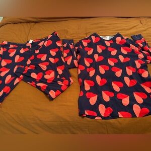 Heart Pattern men’s Pajamas - Navy and Red
